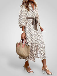 Yvonne | Bohemian Printed Belted Midi Dress