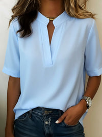 Yvonne | Notch Neck Short Sleeve Blouse